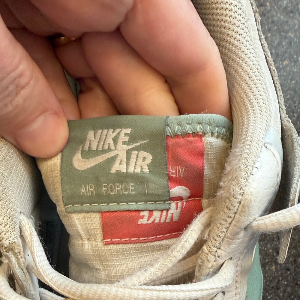 Nike Air Force 1 White and Mint Sneakers with pink Accents - Picture 8 of 12